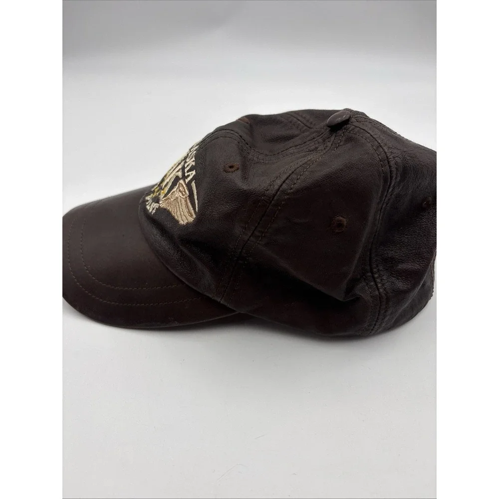 Alaska Rugged Wear Bush Pilot Hat Vintage Brown Leather Adjustable Strapback Cap
